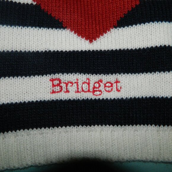 Mark & Graham Knit Dog Sweater Hearts & stripe "Bridget" Sz S (EE-46) - Picture 3 of 4